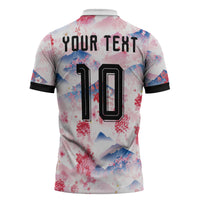 Custom Japan Football Zipper Polo Shirt Cherry Blossom Mount Fuji Asian Dragon Graphic