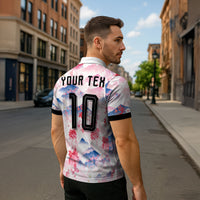 Custom Japan Football Zipper Polo Shirt Cherry Blossom Mount Fuji Asian Dragon Graphic