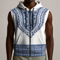 Cape Verde Sleeveless Zip Hoodie Pano di Terra Dashiki Style