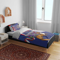 Personalised Croatia Independence Day Bedding Set Sretan Dan nezavisnosti With Kuna Zlatica and Perunika - Wonder Print Shop