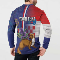 Personalised Croatia Independence Day Button Sweatshirt Sretan Dan nezavisnosti With Kuna Zlatica and Perunika - Wonder Print Shop