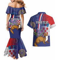 Personalised Croatia Independence Day Couples Matching Mermaid Dress and Hawaiian Shirt Sretan Dan nezavisnosti With Kuna Zlatica and Perunika - Wonder Print Shop