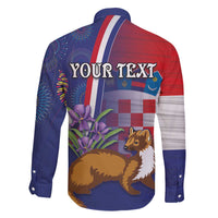 Personalised Croatia Independence Day Family Matching Off Shoulder Short Dress and Hawaiian Shirt Sretan Dan nezavisnosti With Kuna Zlatica and Perunika - Wonder Print Shop