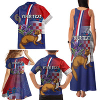 Personalised Croatia Independence Day Family Matching Tank Maxi Dress and Hawaiian Shirt Sretan Dan nezavisnosti With Kuna Zlatica and Perunika - Wonder Print Shop
