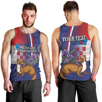 Personalised Croatia Independence Day Men Tank Top Sretan Dan nezavisnosti With Kuna Zlatica and Perunika - Wonder Print Shop