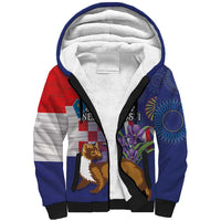 Personalised Croatia Independence Day Sherpa Hoodie Sretan Dan nezavisnosti With Kuna Zlatica and Perunika - Wonder Print Shop