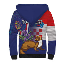 Personalised Croatia Independence Day Sherpa Hoodie Sretan Dan nezavisnosti With Kuna Zlatica and Perunika - Wonder Print Shop