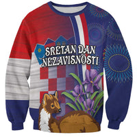 Personalised Croatia Independence Day Sweatshirt Sretan Dan nezavisnosti With Kuna Zlatica and Perunika - Wonder Print Shop