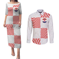 Custom Croatia Football Champion 2024 Couples Matching Puletasi and Long Sleeve Button Shirt - Wonder Print Shop