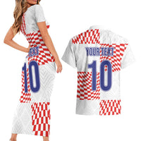 Custom Croatia Football Champion 2024 Couples Matching Short Sleeve Bodycon Dress and Hawaiian Shirt - Wonder Print Shop