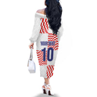 Custom Croatia Football Champion 2024 Family Matching Off The Shoulder Long Sleeve Dress and Hawaiian Shirt - Wonder Print Shop