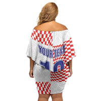 Custom Croatia Football Champion 2024 Family Matching Off Shoulder Short Dress and Hawaiian Shirt - Wonder Print Shop