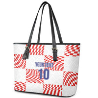 Custom Croatia Football Champion 2024 Leather Tote Bag - Wonder Print Shop