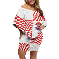 Custom Croatia Football Champion 2024 Off Shoulder Short Dress - Wonder Print Shop
