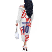 Custom Croatia Football Champion 2024 Off The Shoulder Long Sleeve Dress - Wonder Print Shop