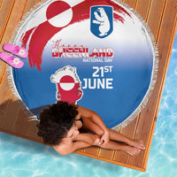 Greenland National Day Beach Blanket National Country Flag and Emblem with The Map