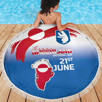 Greenland National Day Beach Blanket National Country Flag and Emblem with The Map