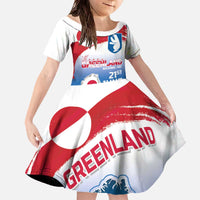 Greenland National Day Family Matching Off The Shoulder Long Sleeve Dress and Hawaiian Shirt National Country Flag and Emblem with The Map