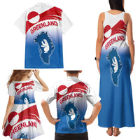 Greenland National Day Family Matching Tank Maxi Dress and Hawaiian Shirt National Country Flag and Emblem with The Map