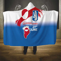 Greenland National Day Hooded Blanket National Country Flag and Emblem with The Map