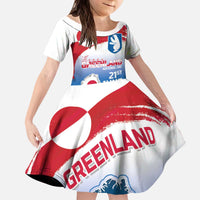 Greenland National Day Kid Short Sleeve Dress National Country Flag and Emblem with The Map