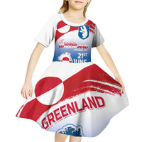 Greenland National Day Kid Short Sleeve Dress National Country Flag and Emblem with The Map