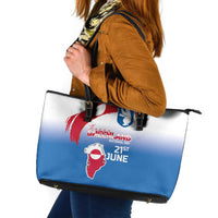 Greenland National Day Leather Tote Bag National Country Flag and Emblem with The Map