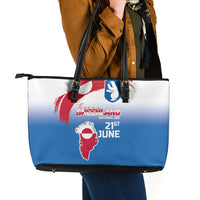 Greenland National Day Leather Tote Bag National Country Flag and Emblem with The Map