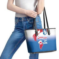Greenland National Day Leather Tote Bag National Country Flag and Emblem with The Map