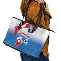 Greenland National Day Leather Tote Bag National Country Flag and Emblem with The Map