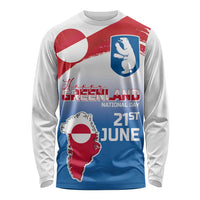 Greenland National Day Long Sleeve Shirt National Country Flag and Emblem with The Map