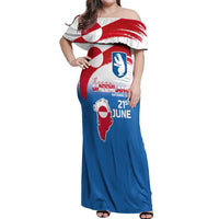 Greenland National Day Off Shoulder Maxi Dress National Country Flag and Emblem with The Map