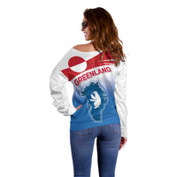 Greenland National Day Off Shoulder Sweater National Country Flag and Emblem with The Map
