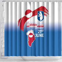 Greenland National Day Shower Curtain National Country Flag and Emblem with The Map