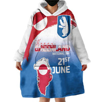 Greenland National Day Wearable Blanket Hoodie National Country Flag and Emblem with The Map