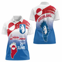 Greenland National Day Women Polo Shirt National Country Flag and Emblem with The Map