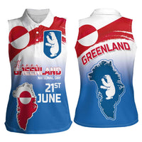 Greenland National Day Women Sleeveless Polo Shirt National Country Flag and Emblem with The Map