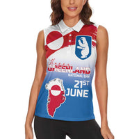 Greenland National Day Women Sleeveless Polo Shirt National Country Flag and Emblem with The Map