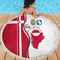 Greenland and Denmark Together Beach Blanket National Country Map and Flag Style