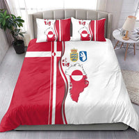 Greenland and Denmark Together Bedding Set National Country Map and Flag Style