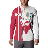 Greenland and Denmark Together Button Sweatshirt National Country Map and Flag Style