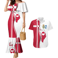 Greenland and Denmark Together Couples Matching Mermaid Dress and Hawaiian Shirt National Country Map and Flag Style