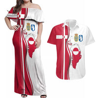 Greenland and Denmark Together Couples Matching Off Shoulder Maxi Dress and Hawaiian Shirt National Country Map and Flag Style