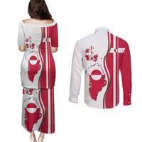 Greenland and Denmark Together Couples Matching Puletasi and Long Sleeve Button Shirt National Country Map and Flag Style