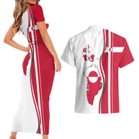 Greenland and Denmark Together Couples Matching Short Sleeve Bodycon Dress and Hawaiian Shirt National Country Map and Flag Style