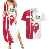 Greenland and Denmark Together Couples Matching Summer Maxi Dress and Hawaiian Shirt National Country Map and Flag Style