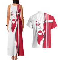 Greenland and Denmark Together Couples Matching Tank Maxi Dress and Hawaiian Shirt National Country Map and Flag Style