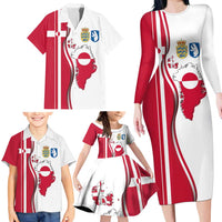 Greenland and Denmark Together Family Matching Long Sleeve Bodycon Dress and Hawaiian Shirt National Country Map and Flag Style