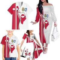 Greenland and Denmark Together Family Matching Off The Shoulder Long Sleeve Dress and Hawaiian Shirt National Country Map and Flag Style