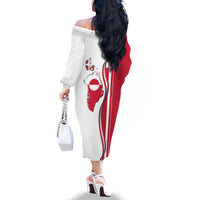 Greenland and Denmark Together Family Matching Off The Shoulder Long Sleeve Dress and Hawaiian Shirt National Country Map and Flag Style